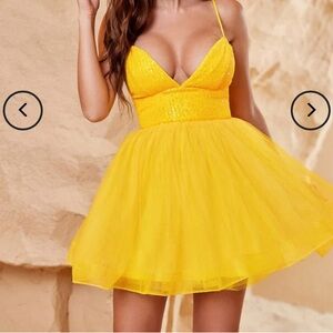 Sunny Yellow Halter Mini Dress
